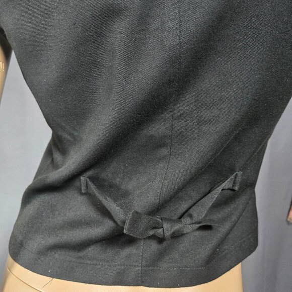 Vintage 90s Le Chateau Goth Military Waistcoat Vest Size M Black Velvet Trim - Picture 11 of 12